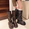 Short, Short, Thick Soled Women'S  Autumn New Brown British Style Knight Leg Boots Fashion Trends
