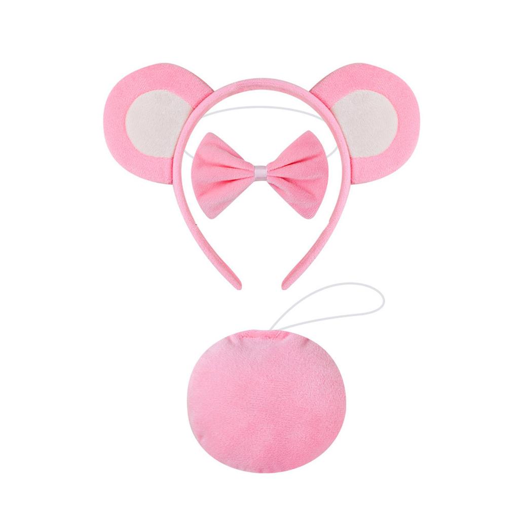 Cartoon Bear Ears Headband Bows Tie Mini Skirt Fashionable Soft Fabric Hair Accessory for Women and Kids