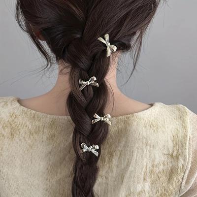 4Pcs/set Fashion Metal Bow Golden Bow Hairpins Sweet Cool Personality Mini Side Clip Hair Accessories Bangs Styling
