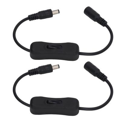 2Pcs DC Power Inline Cable 11.5in Length DC 12V Switch Function DC Male Female Cable for LED Strip