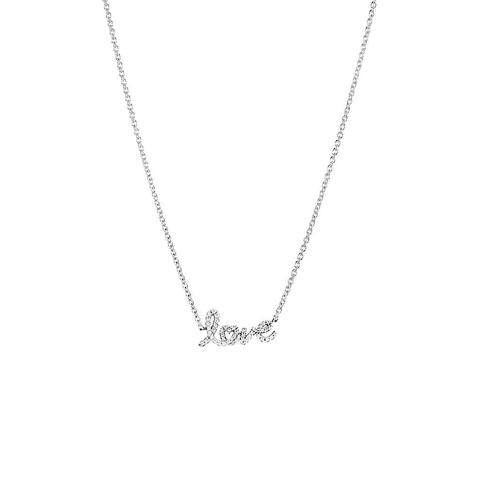 Pandora 393076C01 Moment Sparkling Handwritten Love Collar Silver Necklace