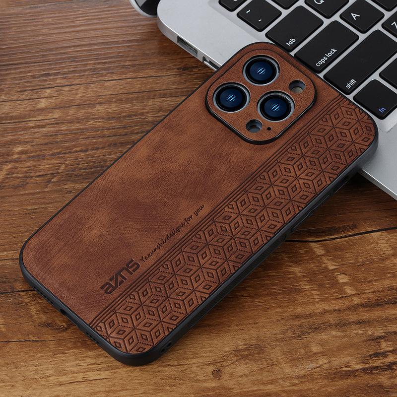 Applicable to Samsung S25Ultra mobile phone case, new skin feeling s24 printed leather pattern anti-drop A26 business protective case