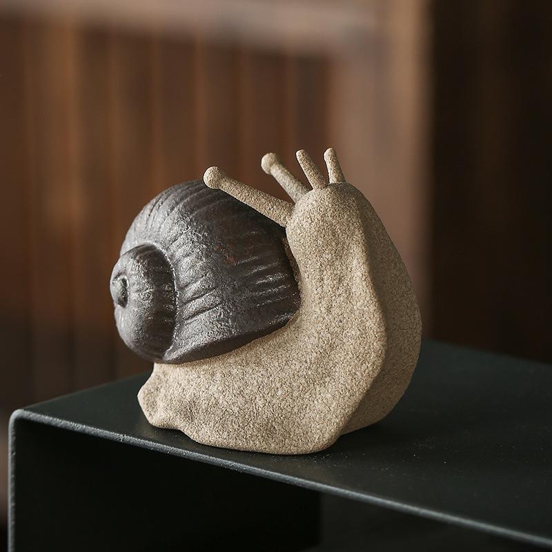 Ceramic Little Snail Tea Pets Ornament Mini Simulation Animal for Home Decor Table Flower Mimi Pet Zen Desk Handmade Decoration