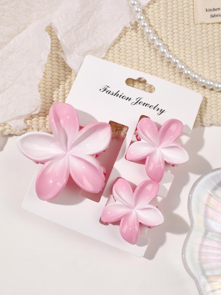 2 Pcs Hawaiian Flower Claw Clips for Women,Marble Vein Flower Hair Claw Clips for Thin Hair,Cute Beach Hair Accessories