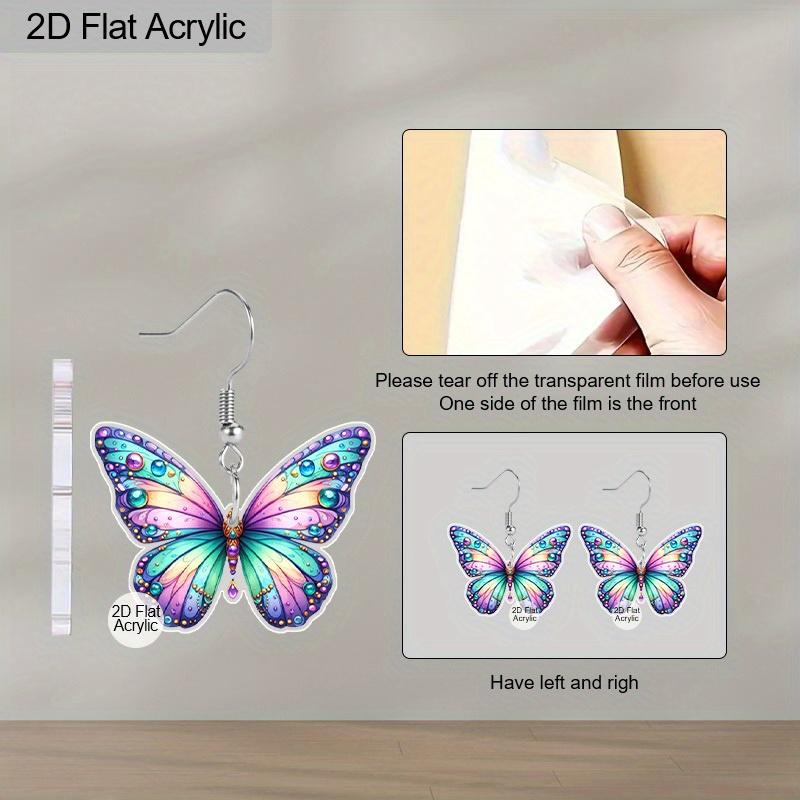 2D Flat Acrylic Women's Colorful Butterfly Earrings, suitable as holiday gifts, birthday gifts, and party decorations for women.