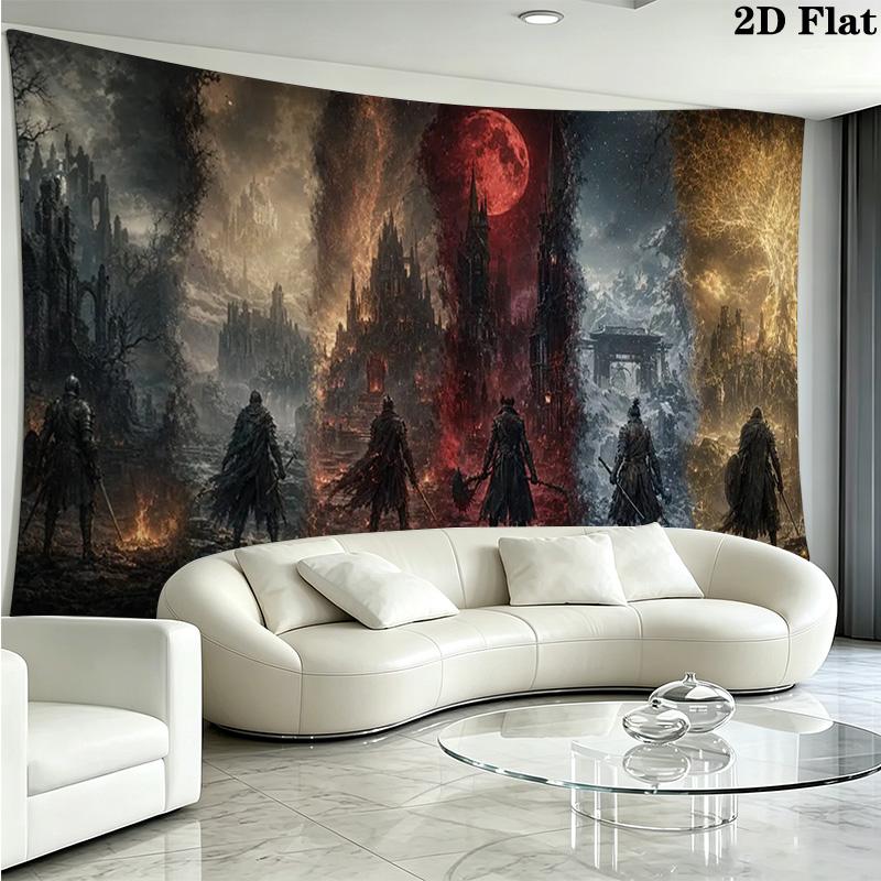 Bloodborne Wall Tapestry Aesthetic Wall Hanging Printed Fabric Blanket Decorative Tapestries for Bedroom Living Room Home Decor