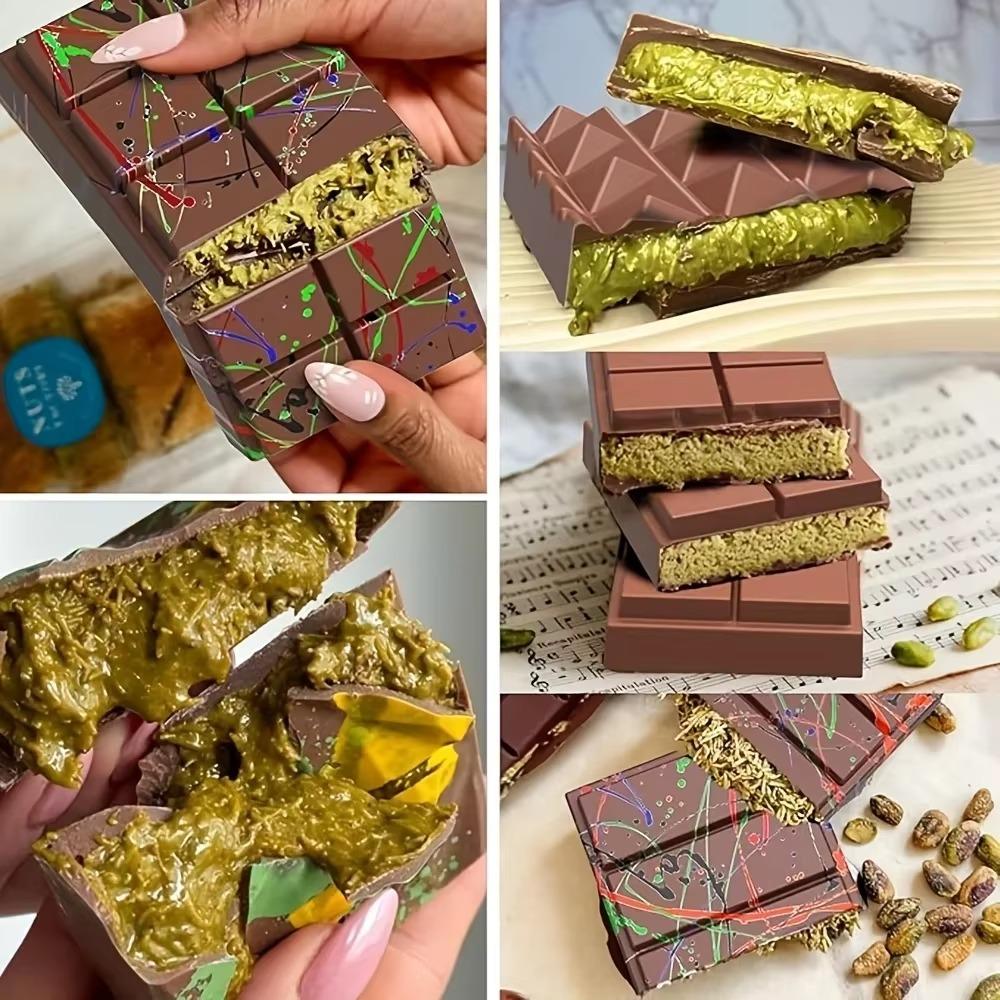 Deep Dubai Chocolate Bar Mold - Large Silicone Mold for Pistachio Filled Bars & Knafeh Cream, Professional Candy Making Tool