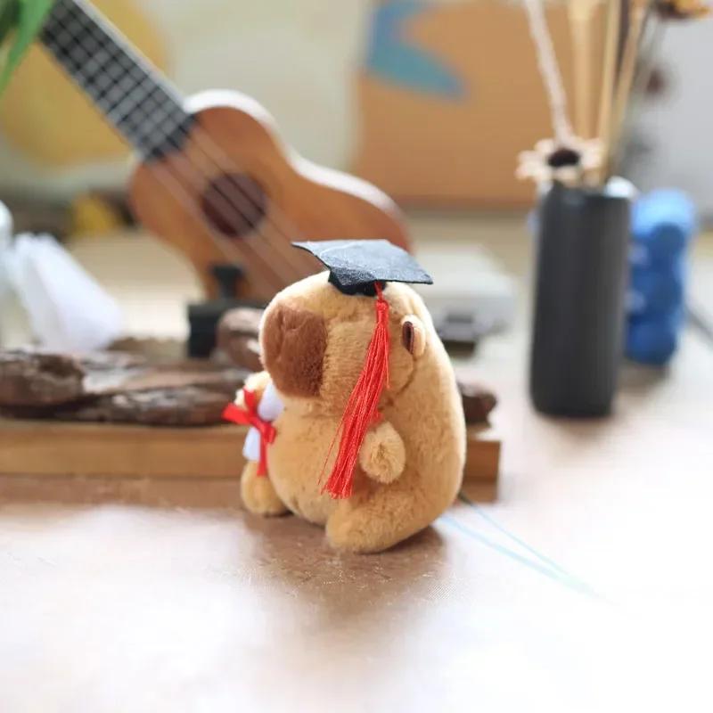 Graduate Capybara Plush Toy Doctor Hat Graduation Bear Doll Cute Stuffed Animal Plushie Soft Pendant Cartoon Graduation Gift