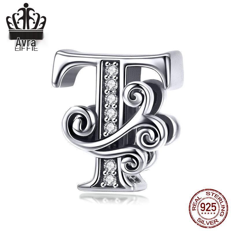 Avle 925 Sterling Silver English Letter Beaded Bracelet Beads
