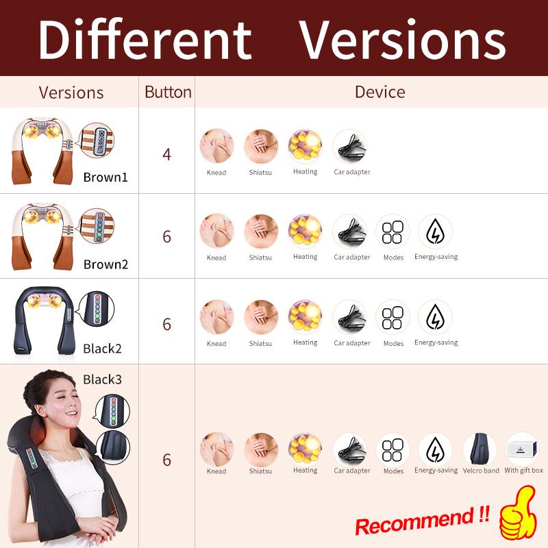 16 Massage Heads Heating Neck Shoulder Kneading Massager Cervical Health Care Back Waist Relaxation Massage Shawl
