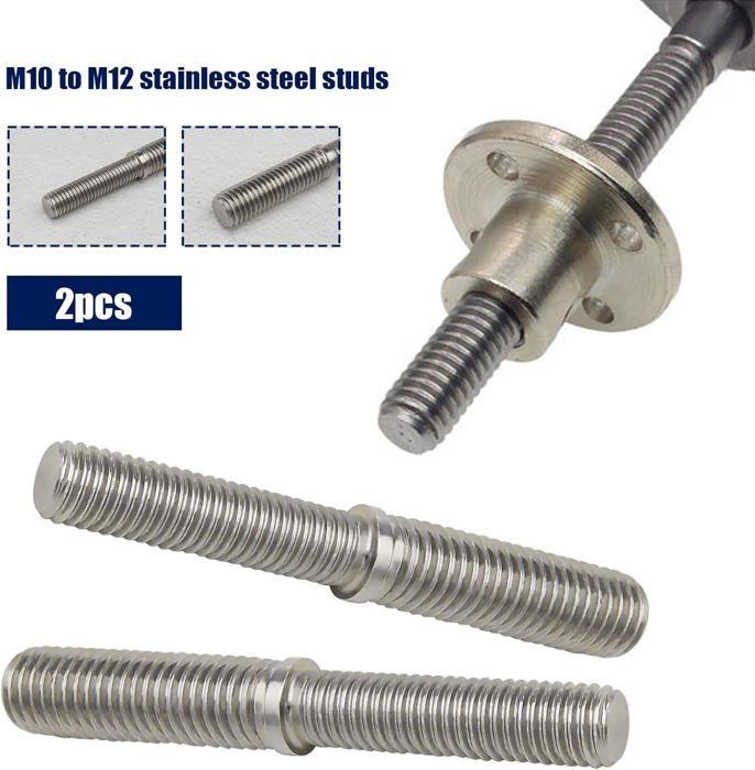 Boulons Filetés - CREATE IDEA - M10 À M12 - Acier Inoxydable 304 - Lot De 2 - 80 Mm