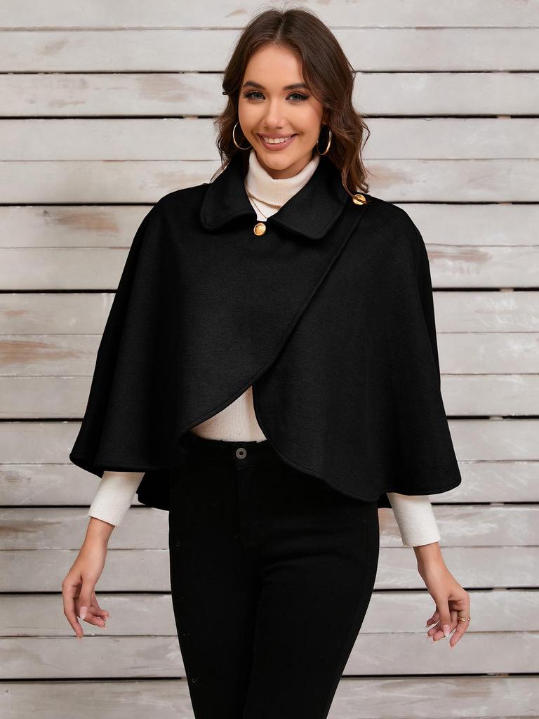 Women's 2024 Autumn/Winter Woolen Cape Shawl - Short, Versatile, Plus Size, European & American Style.