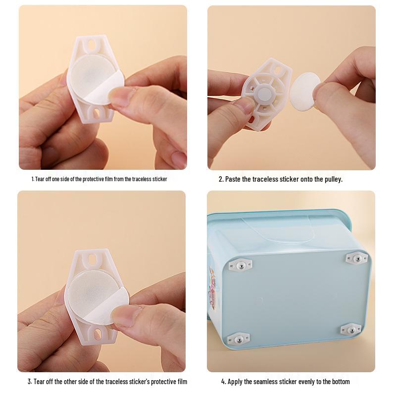 Adhesive Roller Wheels for Trash Can, No-Drill, 4-Pack Universal Base Accessory