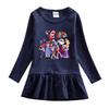 Korean Spring & Autumn Girls' Cartoon Long Sleeve Mesh Princess Dress, 2026