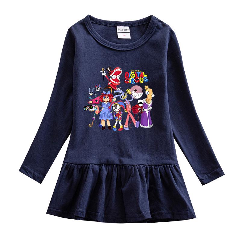 Korean Spring & Autumn Girls' Cartoon Long Sleeve Mesh Princess Dress, 2026