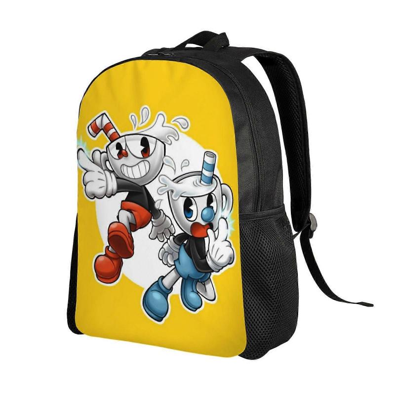 Cuphead Mugman Reise Camping Arbeitsrucksack für Damen/Herren Geschenke Basic Tagesrucksack Cartoon Anime Computertaschen-LDYH384