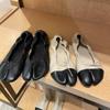 Cowhide Version~ Niche Color Matching Bow Light Mouth Split Toe Shoes Single Shoes Women's Spring Ballet Flats