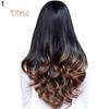Tenfyer Women Big Wave Long Curly Wavy Gradient Color Ombre Three-forth Full Hair Wig