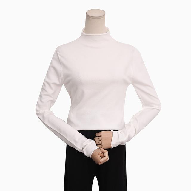 Sweater Women's Base Slim Fit Rolled Edge Half High Neck Long Sleeved Pullover Knitted Sweater