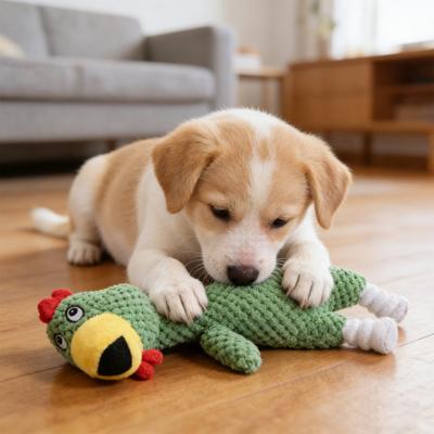Indestructible Plush Dog Toy for Aggressive Chewers Interactive Squeaky Soft Stuffed Chicken Shaped Dog Chew Toy for Small Medium Large Dogs