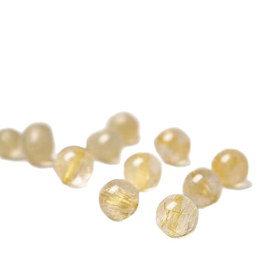 Golden Rutilated Quartz Round Beads for Handmade Bracelets