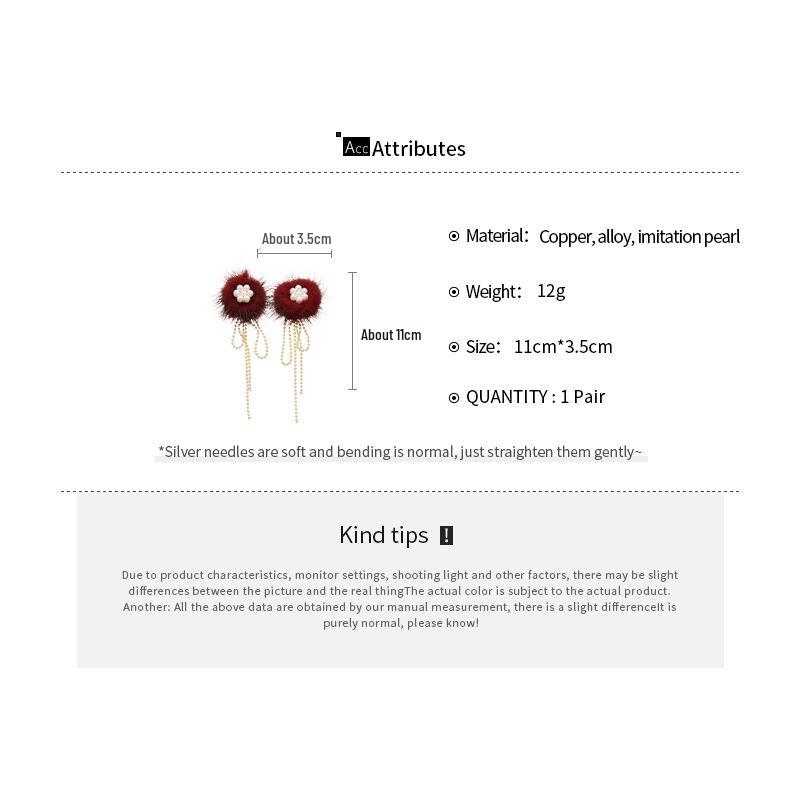 Silbernadel Pompon Kunstperlen Blumen Quaste Ohrringe - Eleganter High-End Hänge Schmuck