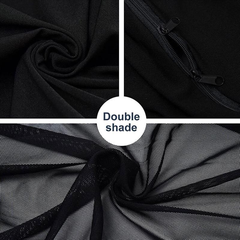 2pc Car Shade Curtain Door Window Mesh Curtain Double Shade Heat Insulation Zipper