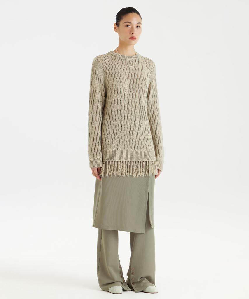 YOUTH Tassel Crewneck Knit Top - Sage Green