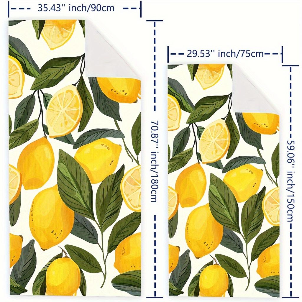 Lemon Fruit Beach Towel Absorbent Quick Dry Bath Towel for Travel Pool Swim Fresh Summer Kitchen Theme Shower Blanket