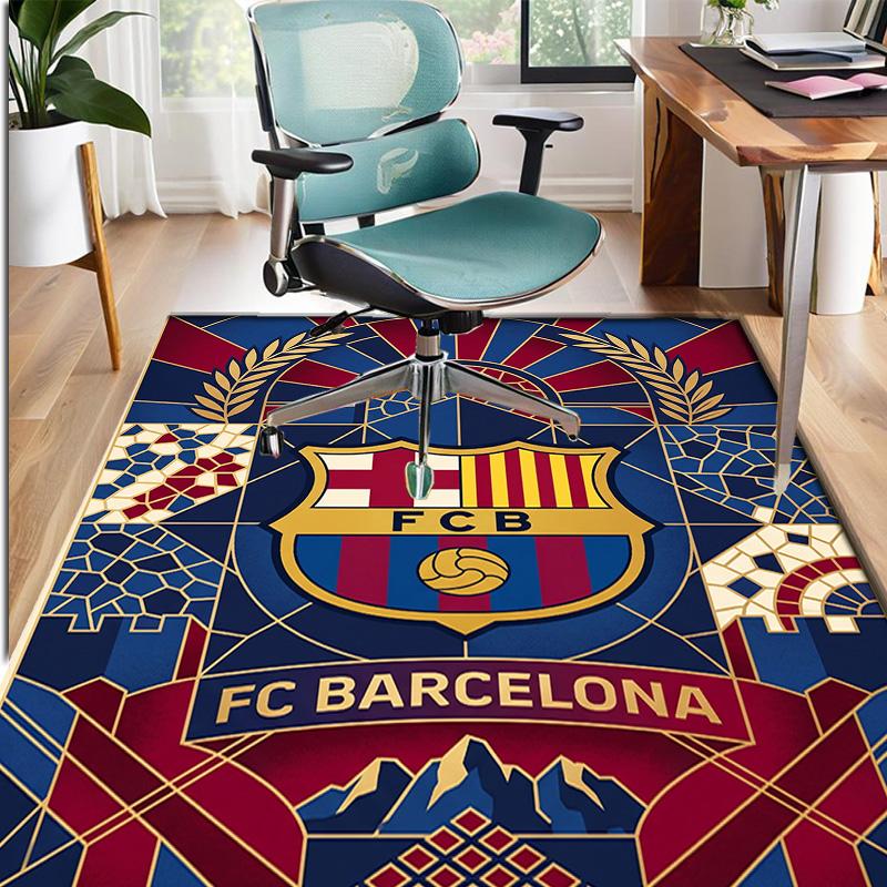 Barcelona FC Soccer Pattern Rug, Indoor/Outdoor Mat, for Picnic, Gameroom, Bedroom, Office, Living Room, Home Decor Carpet, Birthday Gift