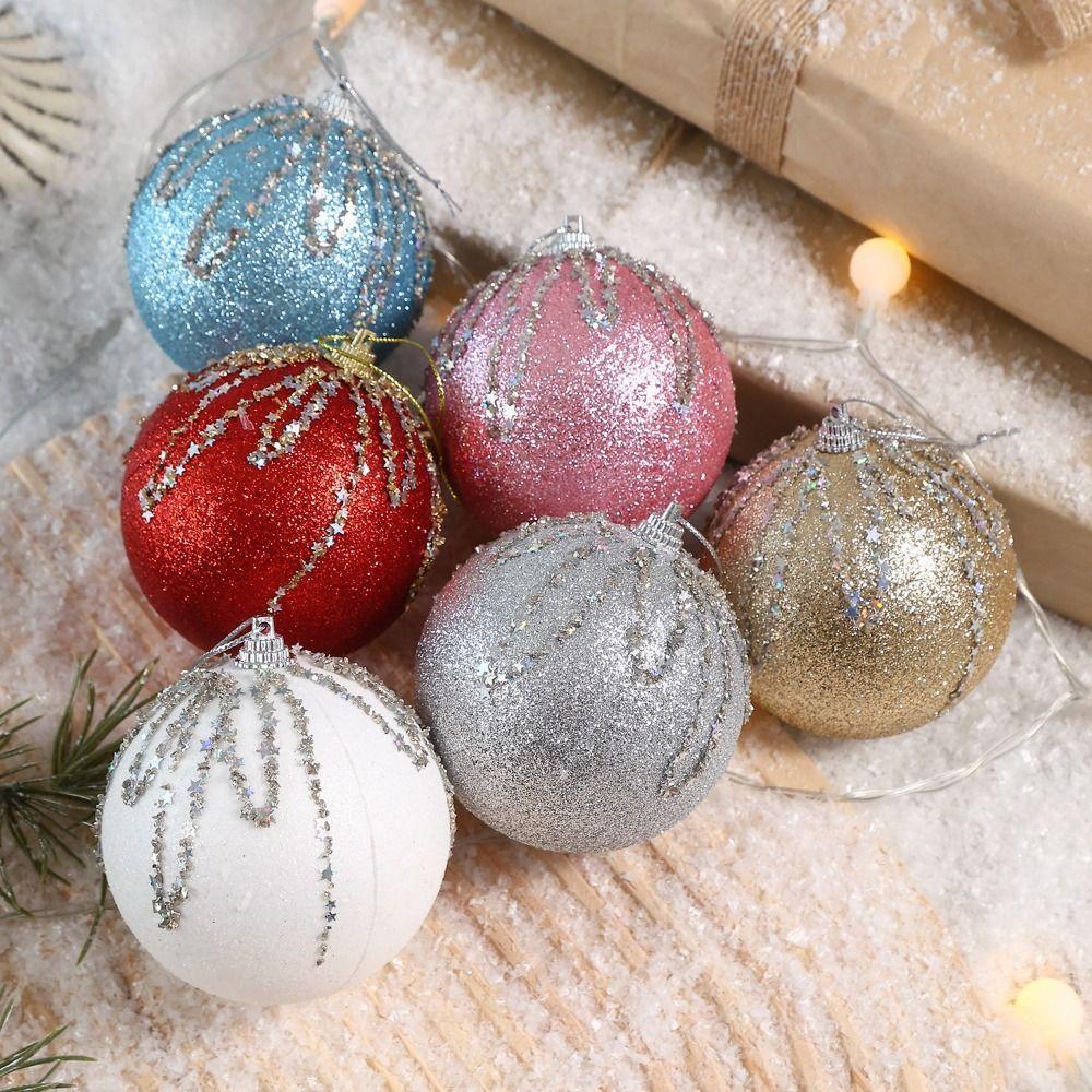 3 pcs/set Glitter Christmas Color Balls Hanging Decorations Xmas Tree Ornaments  Party Decor