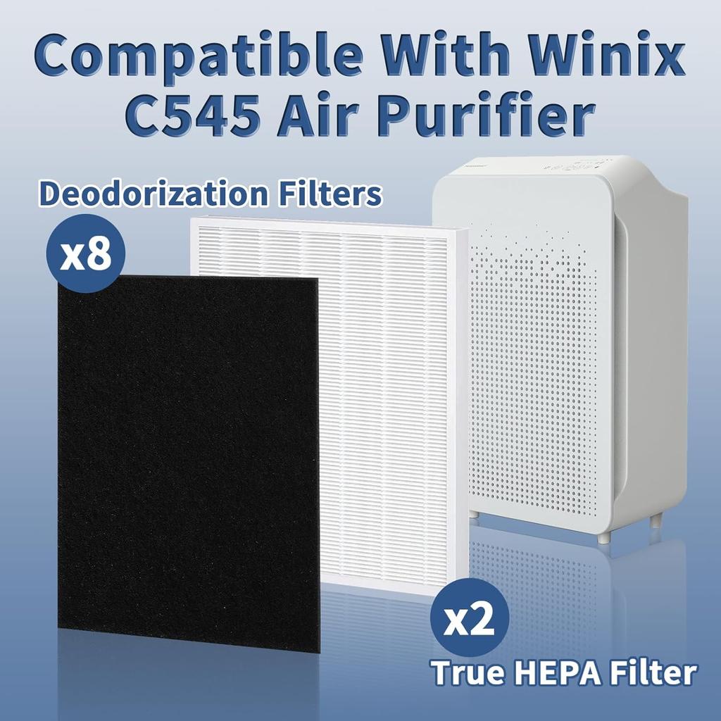 C545 True HEPA Replacement Filter S Compatible with Winix C545 Air Purifier Replacement for Winix S Filter 1712-0096-00 and 2522-0058-00, Funmit 2 X