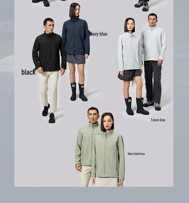 YKK Zipper Stand Collar Softshell High-Stretch Waterproof Windbreaker Jacket, Wear-Resistant & Anti-Static