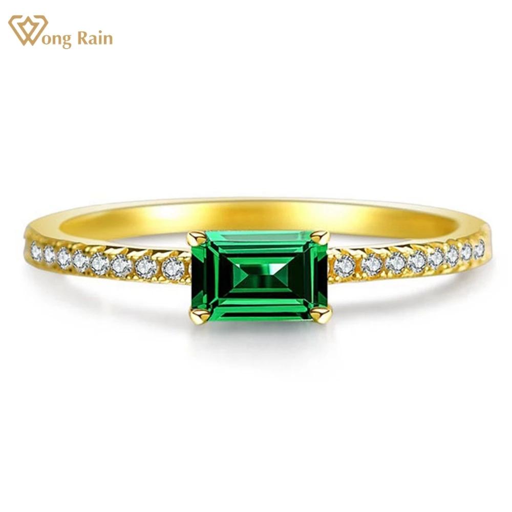 

Wong Rain Classic, 100% стерлинговое серебро 925 пробы, изумрудная огранка AAAAA, цирконы, драгоценный камень, свадебное обручальное кольцо для женщин, ювелирные изделия, подарки US 6 белый