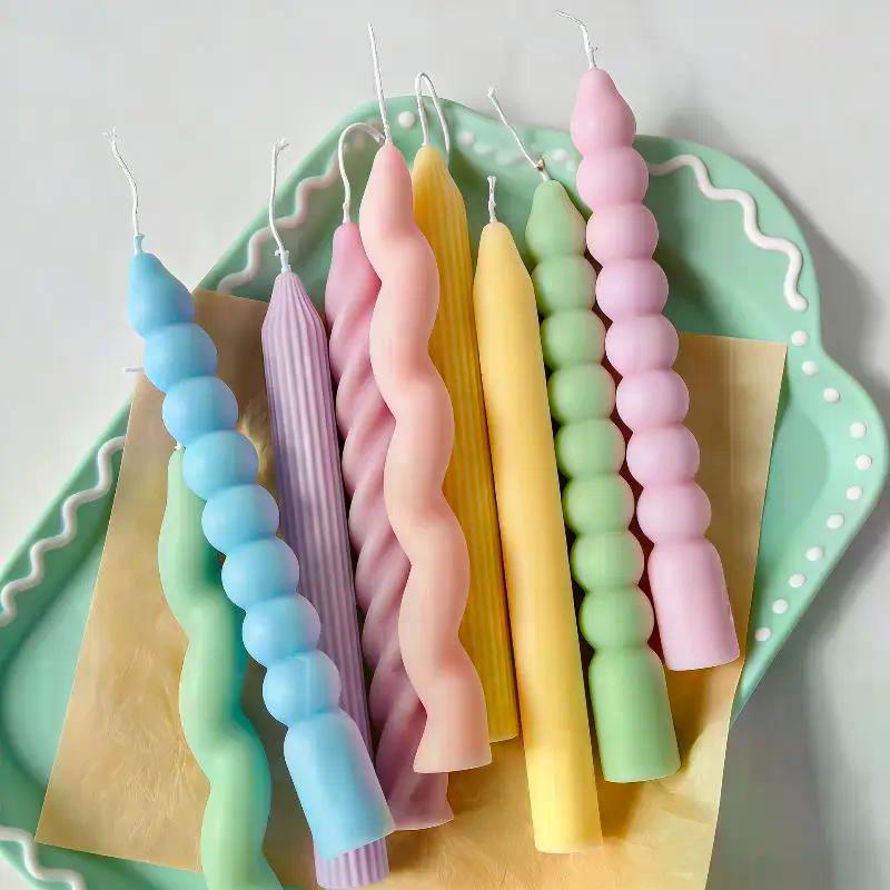 Long Spiral Silicone Candle Mold DIY Twisted Long Rod Wax Stick Craft Molds Home Decor Tool Geometry Candles Making Supplies