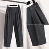 Plus Size Pants for Women Spring Summer Fashion High Waist Suit Pants Women Gray or Black Casual Trousers Female