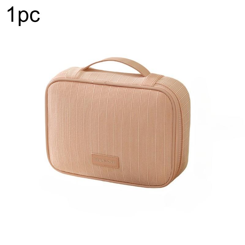 

1pc Large Capacity Makeup Organizer Travel Corduroy Cosmetic Storage Bag Lipstick Travel Toiletry Square Makeup Bag with Zipper