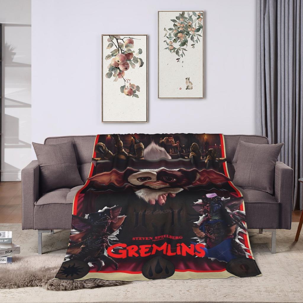Gizmo Mogwai Monster Gremlins Flanelldecke Weiche Kuscheldecke für Wohnzimmer Flugzeugreise Lustige Bettdecke Sofabettbezug
