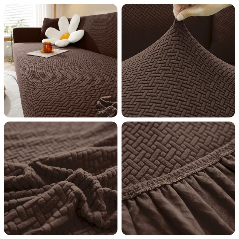 Elastic Sofa Covers Geometric ArmChair Knitted Sofa Couch Slipcovers Chair Protector 1/2/3/4/5 Seater Solid Slipcovers Set