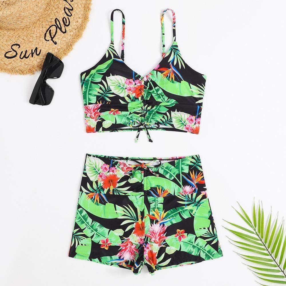 High Waist Bikini Swimsuit Women 2024 Push Up Bikini Floral Swimsuit Print Bikini Boxers Swimwear Swim Trunks Bathing Suit