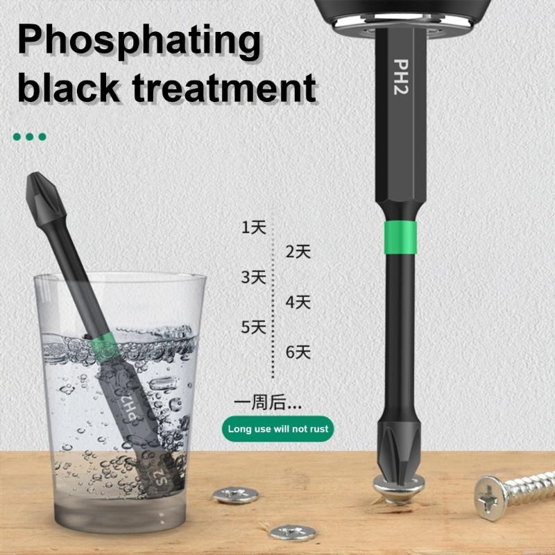 5Pcs Magnetic Batch Head Impact Strong Crossing PH2 High Hardness Screwdriver Bits 25/50/65/70/90/150mm Waterproof Bits