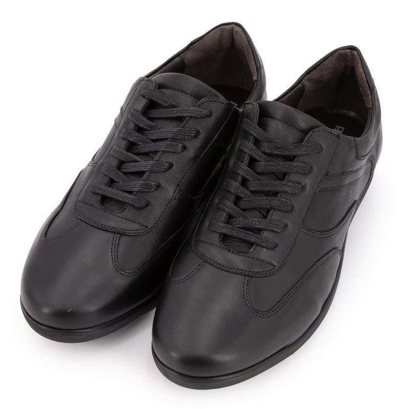 Men's PIERRE CARDIN Black Leather City Sneakers with Black Laces