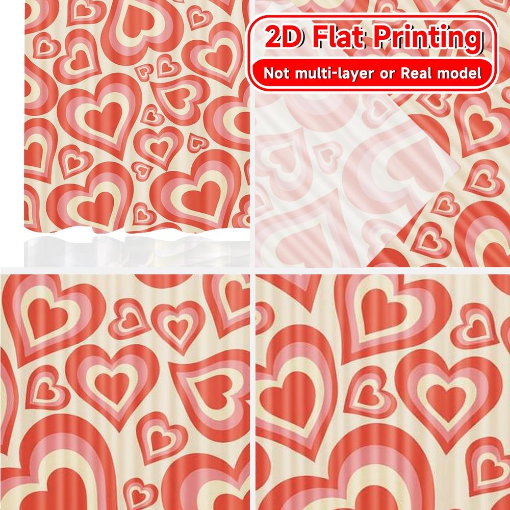 2D Flat Printing  2pcs Heart Cascade Fashionable Modern Curtains Yarn Curtains Decorations Inside Ldeal for Living Room   Bedroom
