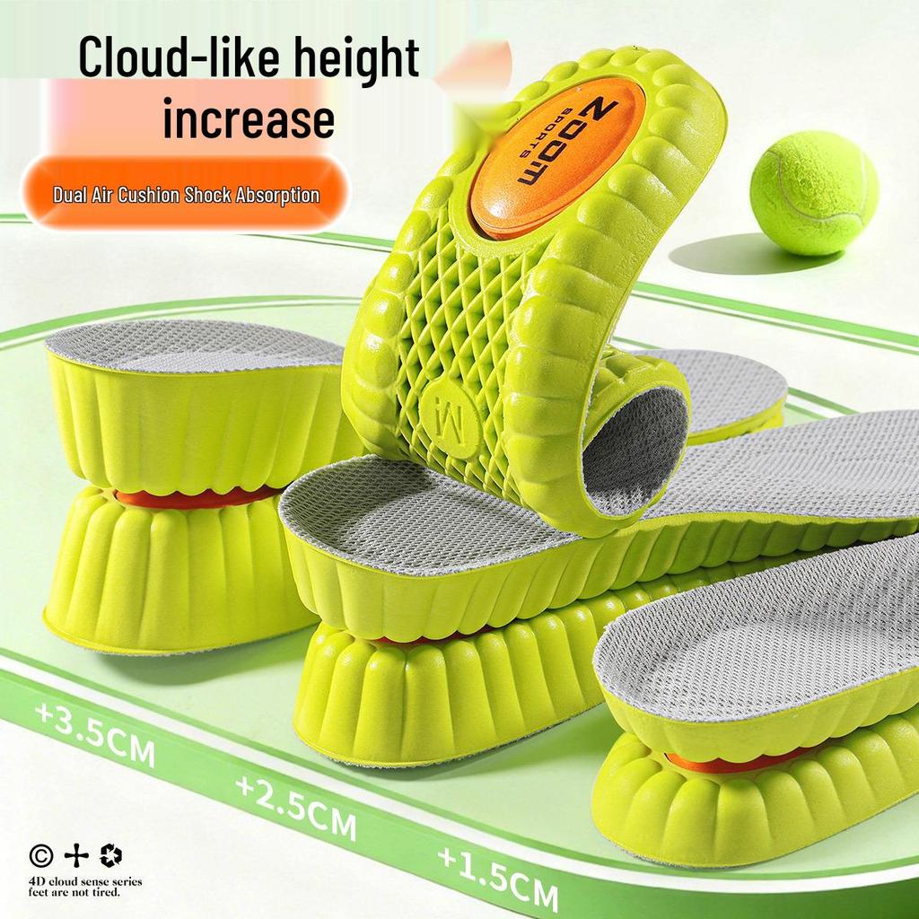 Unisex Height-Boosting Insoles: Invisible, Breathable, Deodorant, Shock-Absorbing for Sneakers and Boots.