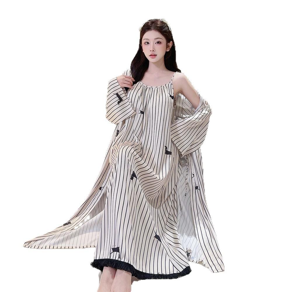 Ice silk pajamas women's summer seaside vacation wind suspender pajamas women's new French pure desire beauty back loungewear