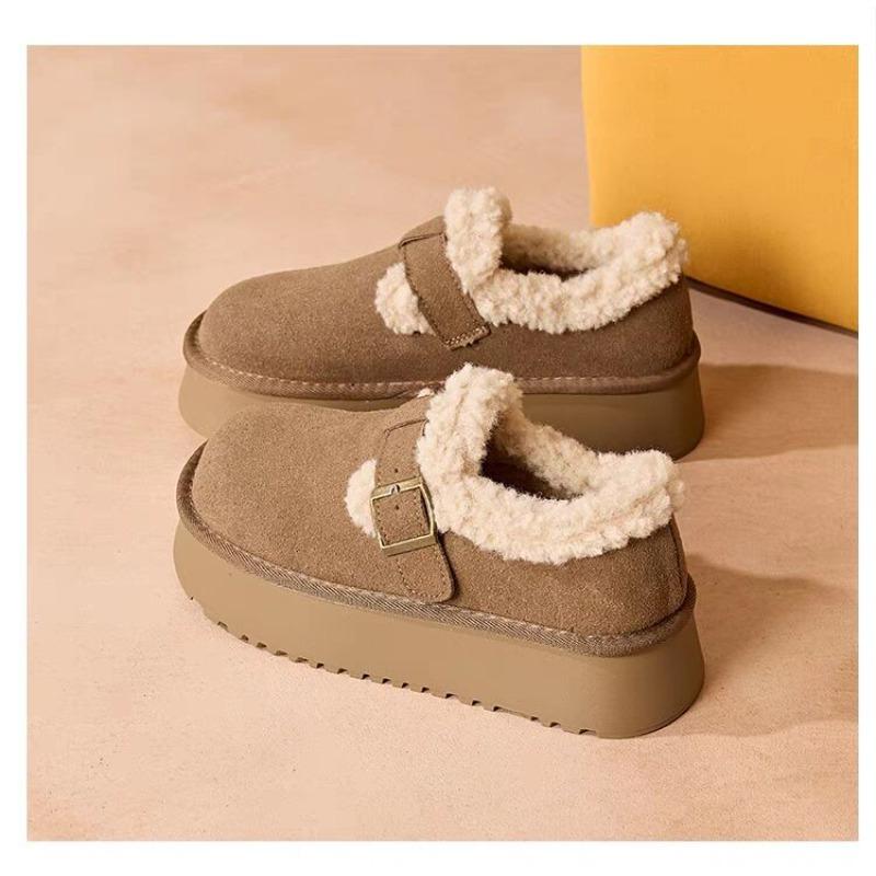 Thick-soled Snow Boots Women's Winter Velvet Warm Loafers Cotton Shoes New One-pedal Retro Women