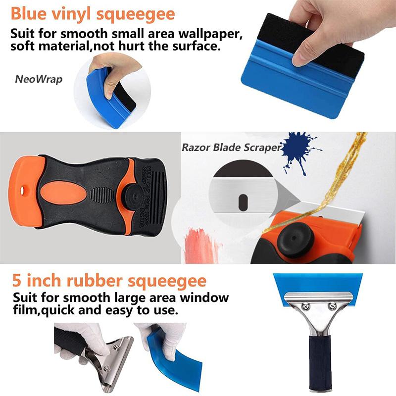 Vinyl Wraps Applicator Tool Kit Window Tint Film Rubber Squeegee Car Wrapping Tools Felt Squeegees Plastic Scraper Wrap Knife