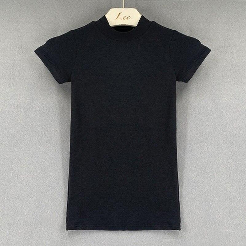 

Корейская узкая сексуальная футболка женская прозрачная футболка с коротким рукавом белые топы летние тонкие офисные женские однотонные футболки 16074 OneSize чёрный