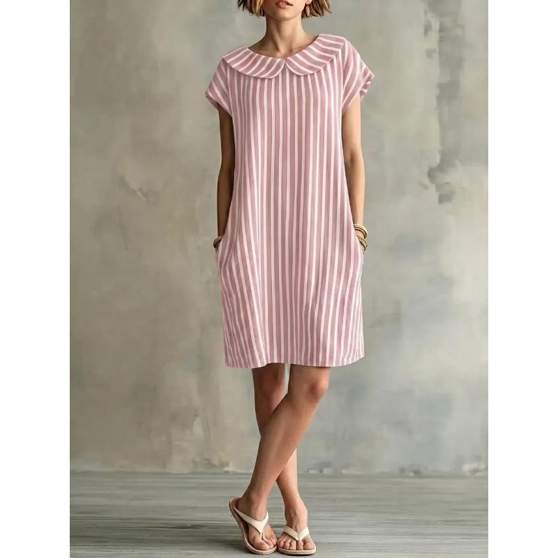 HNXC Women's Short Sleeve Fashion Summer Spring Casual Dresses Classic Exquisite