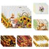 Autumn Harvest Placemats Sunflower Pumpkin Fall Leaves Printing Cozy Seasonal Table for Dining High Tea Wedding Decoration